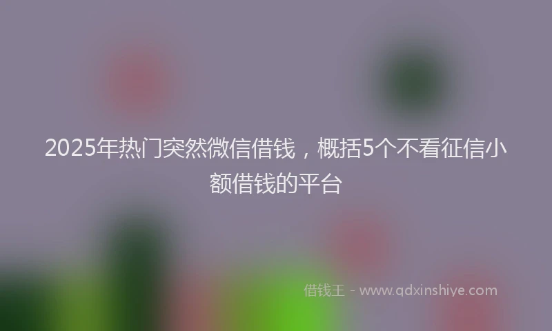 2025年热门突然微信借钱，概括5个不看征信小额借钱的平台