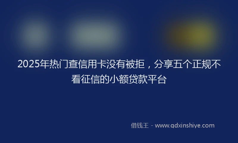 2025年热门查信用卡没有被拒，分享五个正规不看征信的小额贷款平台