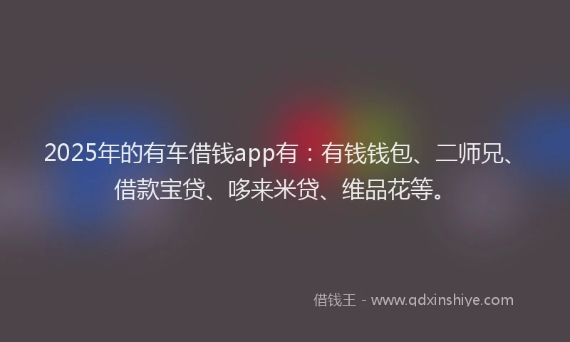 2025年的有车借钱app有：有钱钱包、二师兄、借款宝贷、哆来米贷、维品花等。