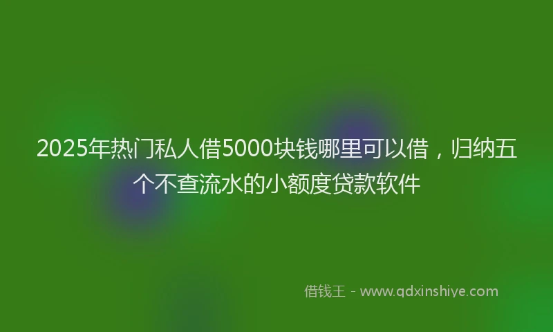 2025年热门私人借5000块钱哪里可以借，归纳五个不查流水的小额度贷款软件