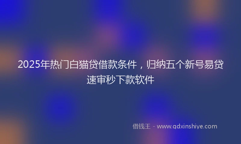 2025年热门白猫贷借款条件，归纳五个新号易贷速审秒下款软件