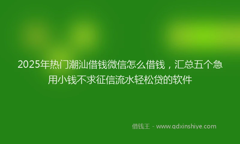 2025年热门潮汕借钱微信怎么借钱，汇总五个急用小钱不求征信流水轻松贷的软件