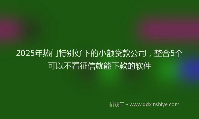 2025年热门特别好下的小额贷款公司，整合5个可以不看征信就能下款的软件