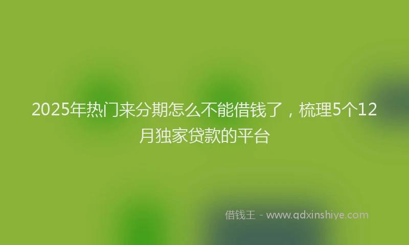 2025年热门来分期怎么不能借钱了，梳理5个12月独家贷款的平台