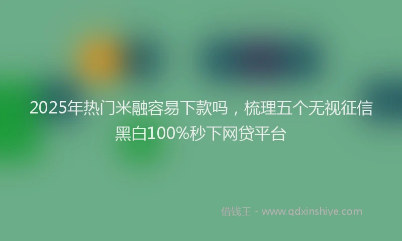 2025年热门米融容易下款吗，梳理五个无视征信黑白100%秒下网贷平台