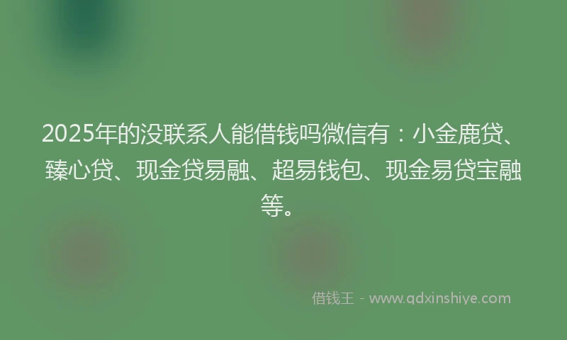 2025年的没联系人能借钱吗微信有：小金鹿贷、臻心贷、现金贷易融、超易钱包、现金易贷宝融等。