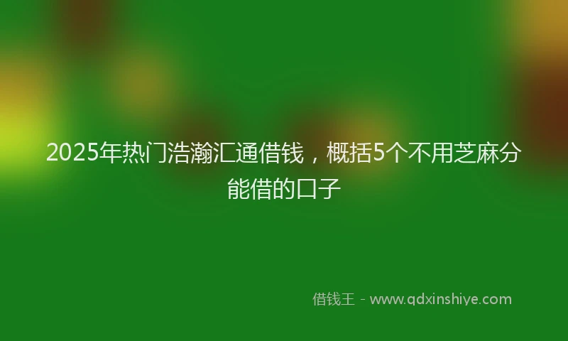 2025年热门浩瀚汇通借钱，概括5个不用芝麻分能借的口子