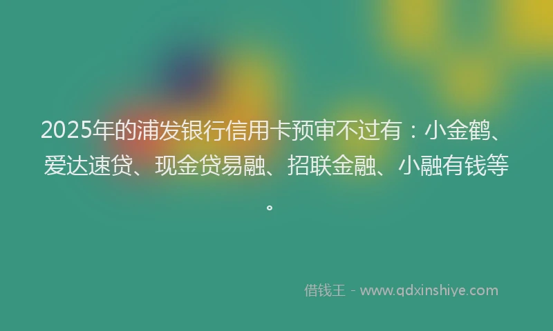 2025年的浦发银行信用卡预审不过有：小金鹤、爱达速贷、现金贷易融、招联金融、小融有钱等。