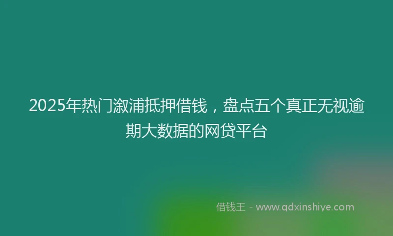 2025年热门溆浦抵押借钱，盘点五个真正无视逾期大数据的网贷平台