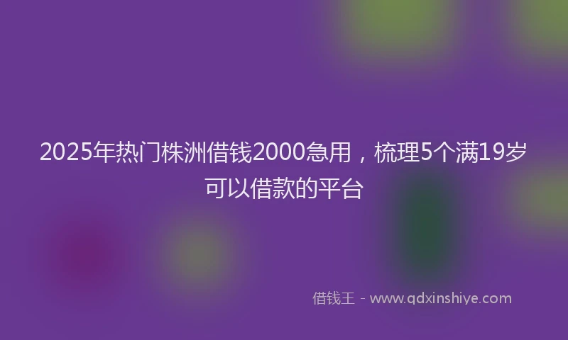 2025年热门株洲借钱2000急用，梳理5个满19岁可以借款的平台