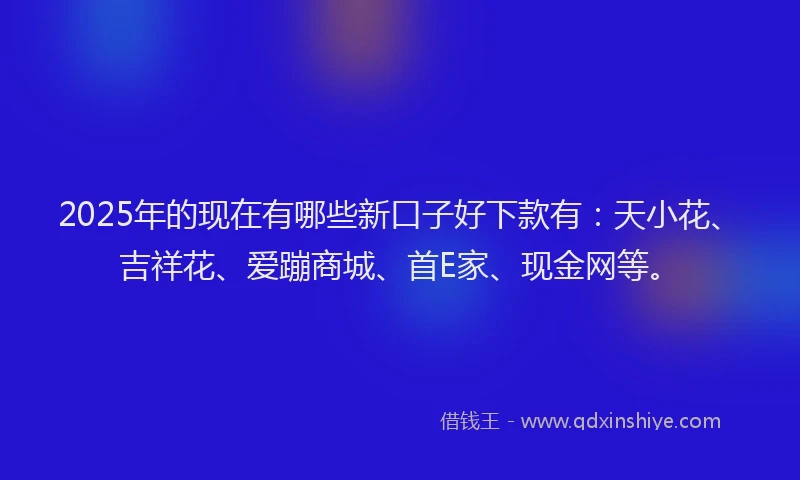 2025年的现在有哪些新口子好下款有：天小花、吉祥花、爱蹦商城、首E家、现金网等。