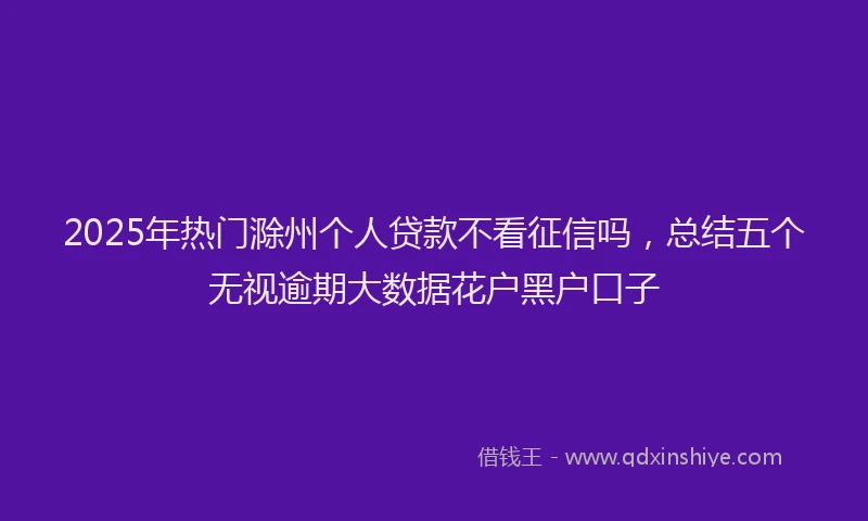 2025年热门滁州个人贷款不看征信吗，总结五个无视逾期大数据花户黑户口子