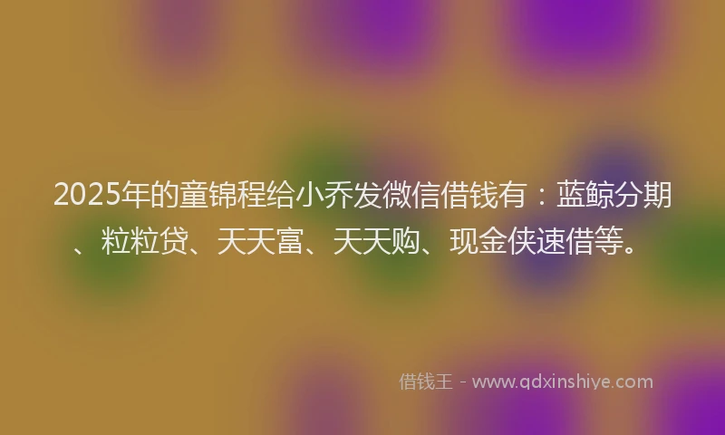 2025年的童锦程给小乔发微信借钱有：蓝鲸分期、粒粒贷、天天富、天天购、现金侠速借等。
