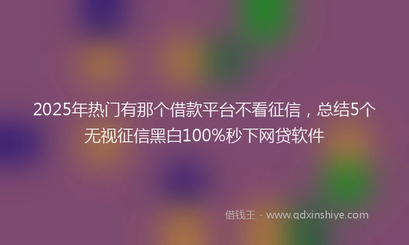 2025年热门有那个借款平台不看征信，总结5个无视征信黑白100%秒下网贷软件
