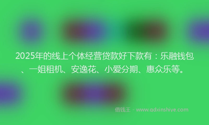 2025年的线上个体经营贷款好下款有：乐融钱包、一姐租机、安逸花、小爱分期、惠众乐等。