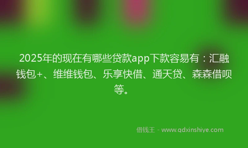 2025年的现在有哪些贷款app下款容易有：汇融钱包+、维维钱包、乐享快借、通天贷、森森借呗等。