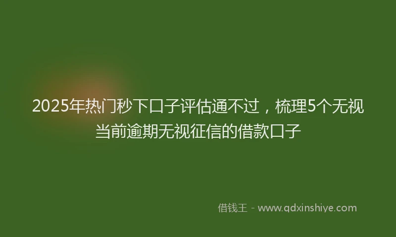 2025年热门秒下口子评估通不过，梳理5个无视当前逾期无视征信的借款口子