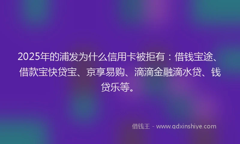 2025年的浦发为什么信用卡被拒有：借钱宝途、借款宝快贷宝、京享易购、滴滴金融滴水贷、钱贷乐等。