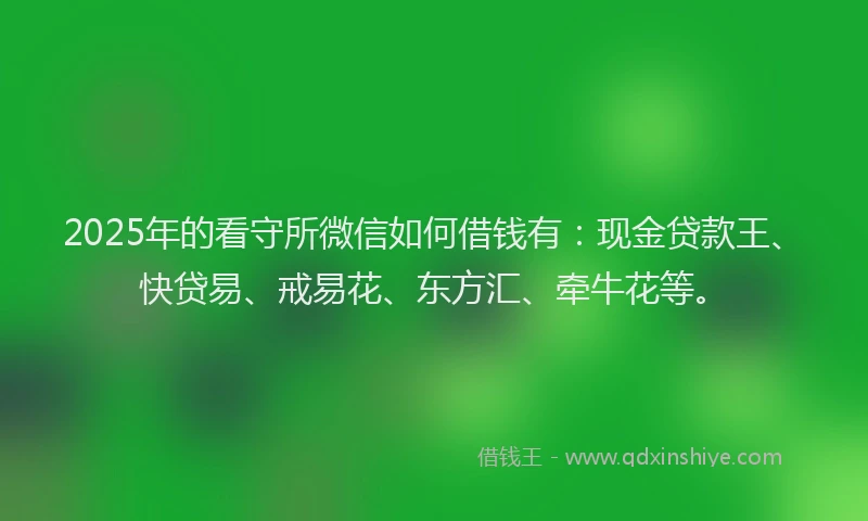 2025年的看守所微信如何借钱有：现金贷款王、快贷易、戒易花、东方汇、牵牛花等。