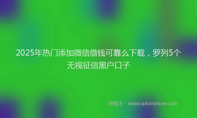 2025年热门添加微信借钱可靠么下载，罗列5个无视征信黑户口子