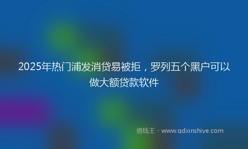 2025年热门浦发消贷易被拒，罗列五个黑户可以做大额贷款软件