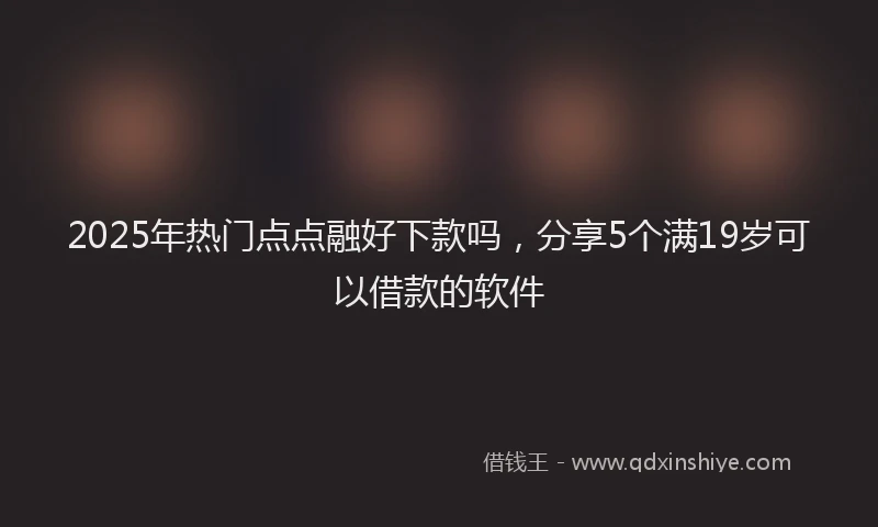 2025年热门点点融好下款吗，分享5个满19岁可以借款的软件