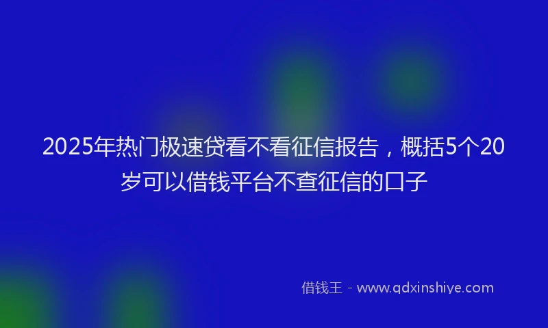 2025年热门极速贷看不看征信报告，概括5个20岁可以借钱平台不查征信的口子