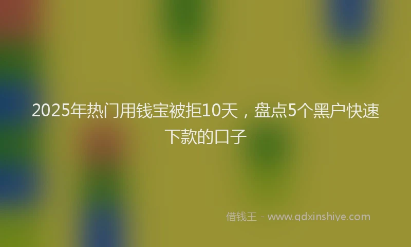 2025年热门用钱宝被拒10天，盘点5个黑户快速下款的口子