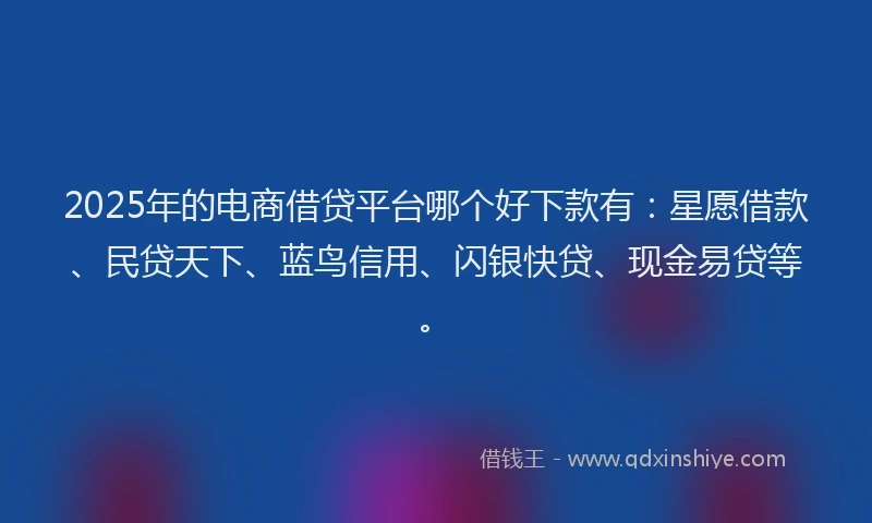 2025年的电商借贷平台哪个好下款有：星愿借款、民贷天下、蓝鸟信用、闪银快贷、现金易贷等。