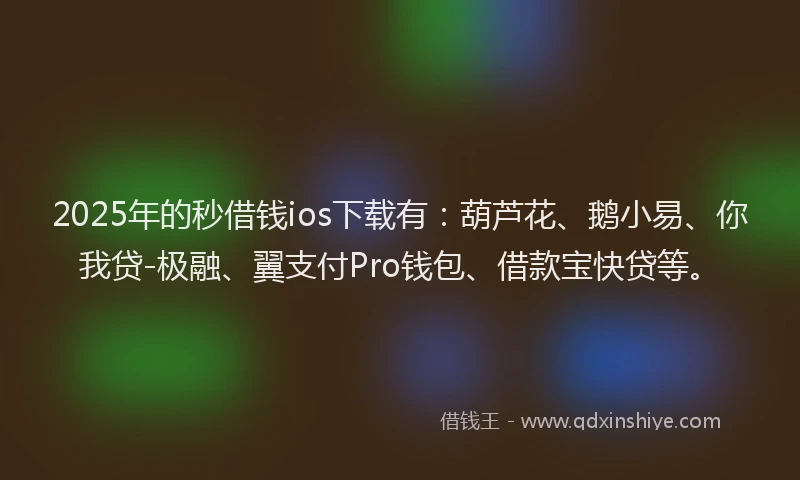 2025年的秒借钱ios下载有：葫芦花、鹅小易、你我贷-极融、翼支付Pro钱包、借款宝快贷等。