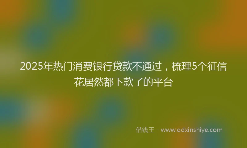 2025年热门消费银行贷款不通过，梳理5个征信花居然都下款了的平台