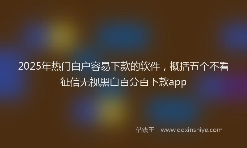 2025年热门白户容易下款的软件，概括五个不看征信无视黑白百分百下款app