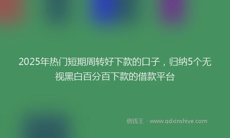 2025年热门短期周转好下款的口子，归纳5个无视黑白百分百下款的借款平台