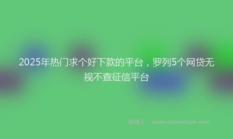 2025年热门求个好下款的平台，罗列5个网贷无视不查征信平台