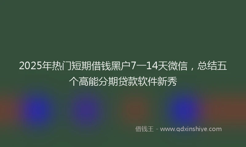 2025年热门短期借钱黑户7一14天微信，总结五个高能分期贷款软件新秀