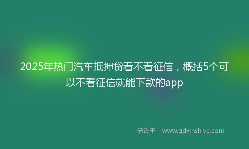 2025年热门汽车抵押贷看不看征信，概括5个可以不看征信就能下款的app