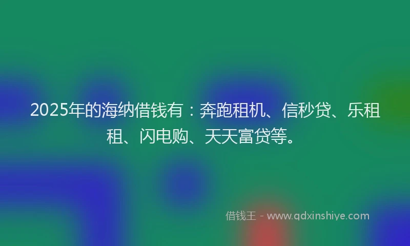 2025年的海纳借钱有：奔跑租机、信秒贷、乐租租、闪电购、天天富贷等。