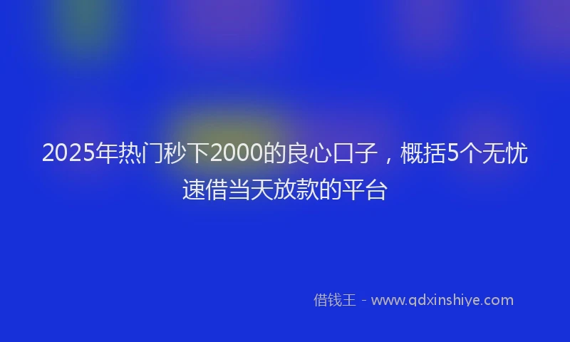 2025年热门秒下2000的良心口子，概括5个无忧速借当天放款的平台