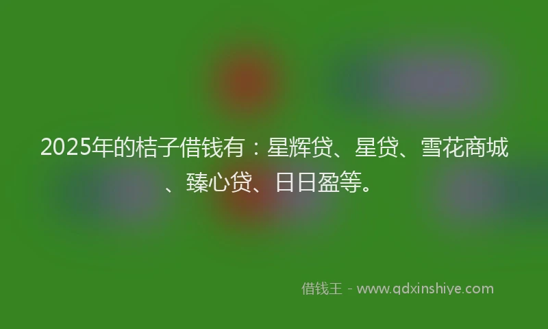 2025年的桔子借钱有：星辉贷、星贷、雪花商城、臻心贷、日日盈等。