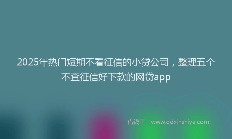 2025年热门短期不看征信的小贷公司，整理五个不查征信好下款的网贷app