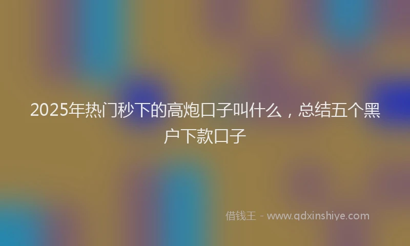 2025年热门秒下的高炮口子叫什么，总结五个黑户下款口子