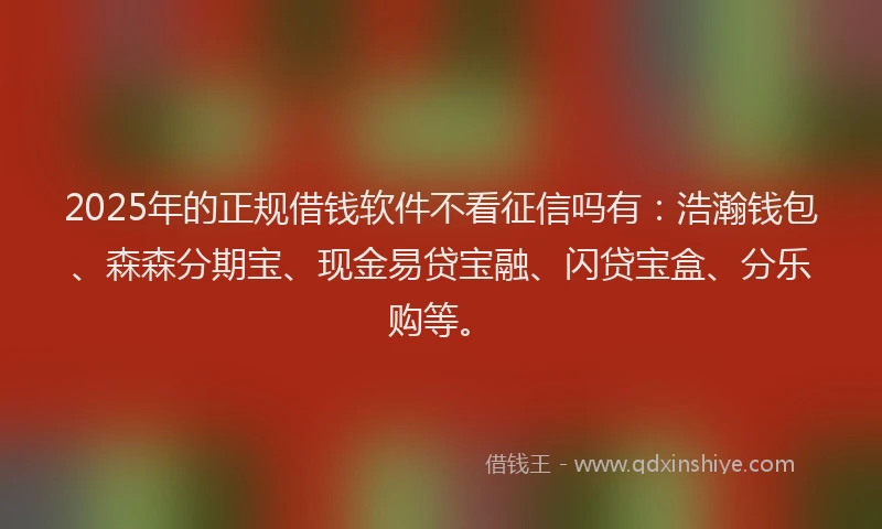 2025年的正规借钱软件不看征信吗有：浩瀚钱包、森森分期宝、现金易贷宝融、闪贷宝盒、分乐购等。