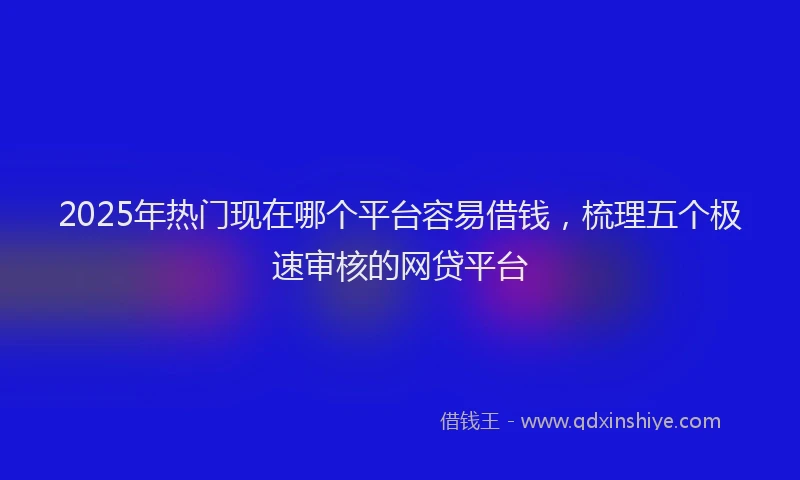 2025年热门现在哪个平台容易借钱，梳理五个极速审核的网贷平台