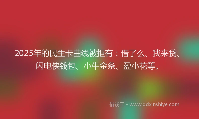 2025年的民生卡曲线被拒有：借了么、我来贷、闪电侠钱包、小牛金条、盈小花等。
