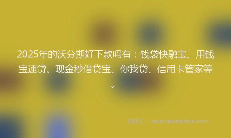 2025年的沃分期好下款吗有：钱袋快融宝、用钱宝速贷、现金秒借贷宝、你我贷、信用卡管家等。