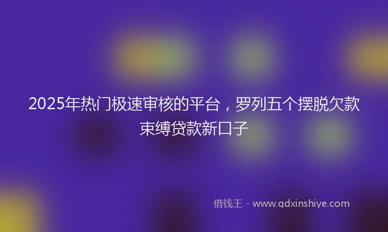2025年热门极速审核的平台，罗列五个摆脱欠款束缚贷款新口子
