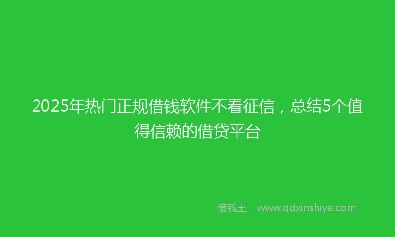 2025年热门正规借钱软件不看征信，总结5个值得信赖的借贷平台