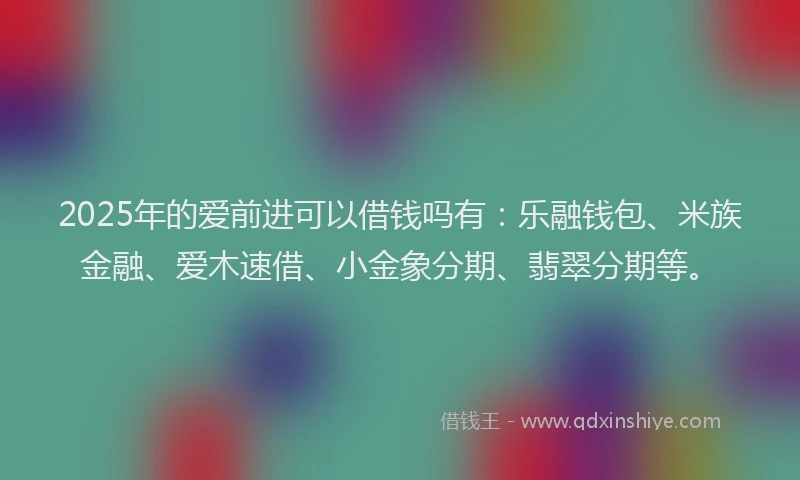 2025年的爱前进可以借钱吗有：乐融钱包、米族金融、爱木速借、小金象分期、翡翠分期等。