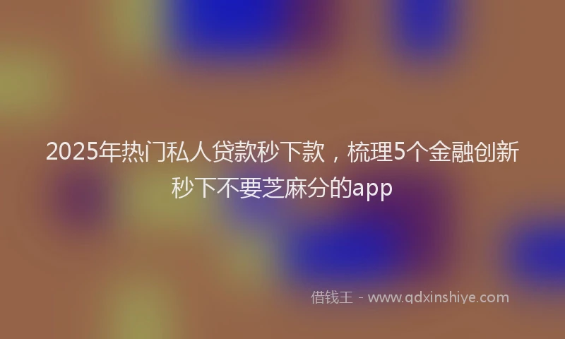 2025年热门私人贷款秒下款，梳理5个金融创新秒下不要芝麻分的app