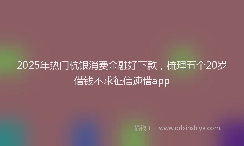 2025年热门杭银消费金融好下款，梳理五个20岁借钱不求征信速借app